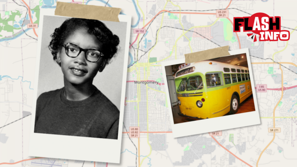 Claudette Colvin, une belle dame aux cheveux gris, regarde pensivement au loin, appuyée contre un arbre.