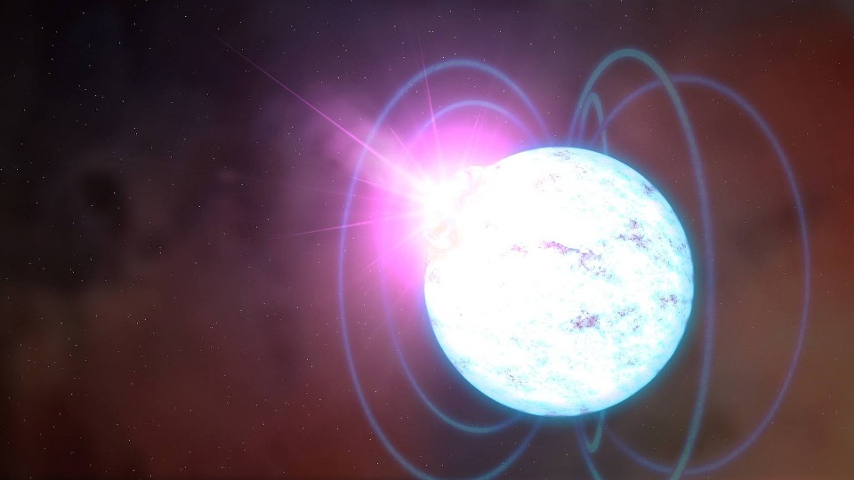 Visuel d'une éruption sur un type d’étoile appelée magnétar